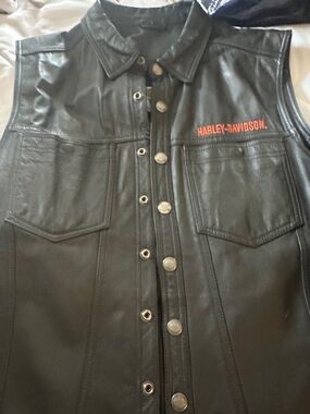 Harley-Davidson Black Leather-Look Lined Bomber Jacket